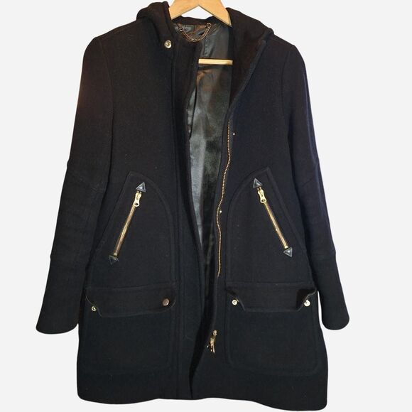 J. Crew Women's Black Wool Trench Coat - Picture 2 of 6